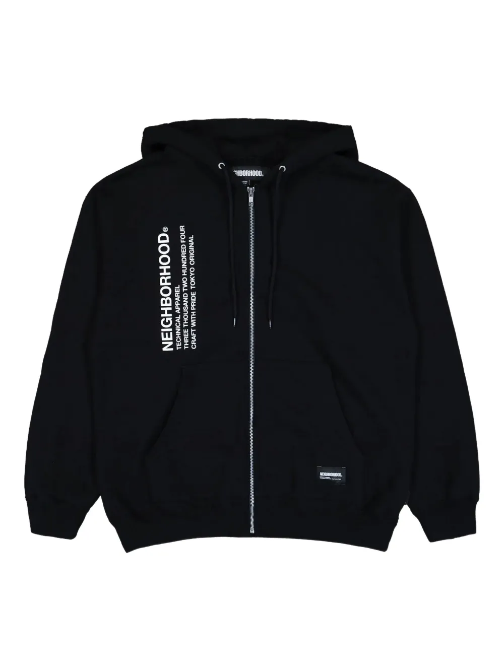Neighborhood zip-front logo-print hoodie | Black | Image 1