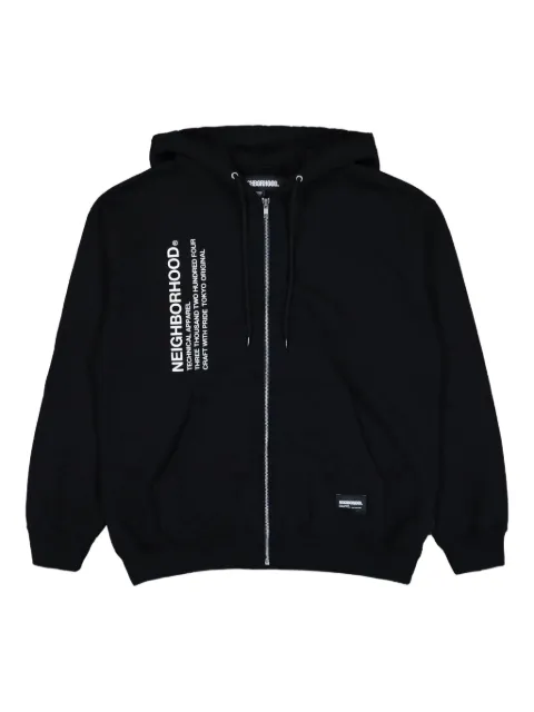 Neighborhood zip-front logo-print hoodie