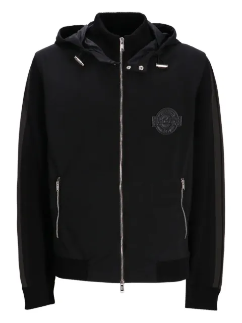 BOSS logo-patch zip-up hoodie