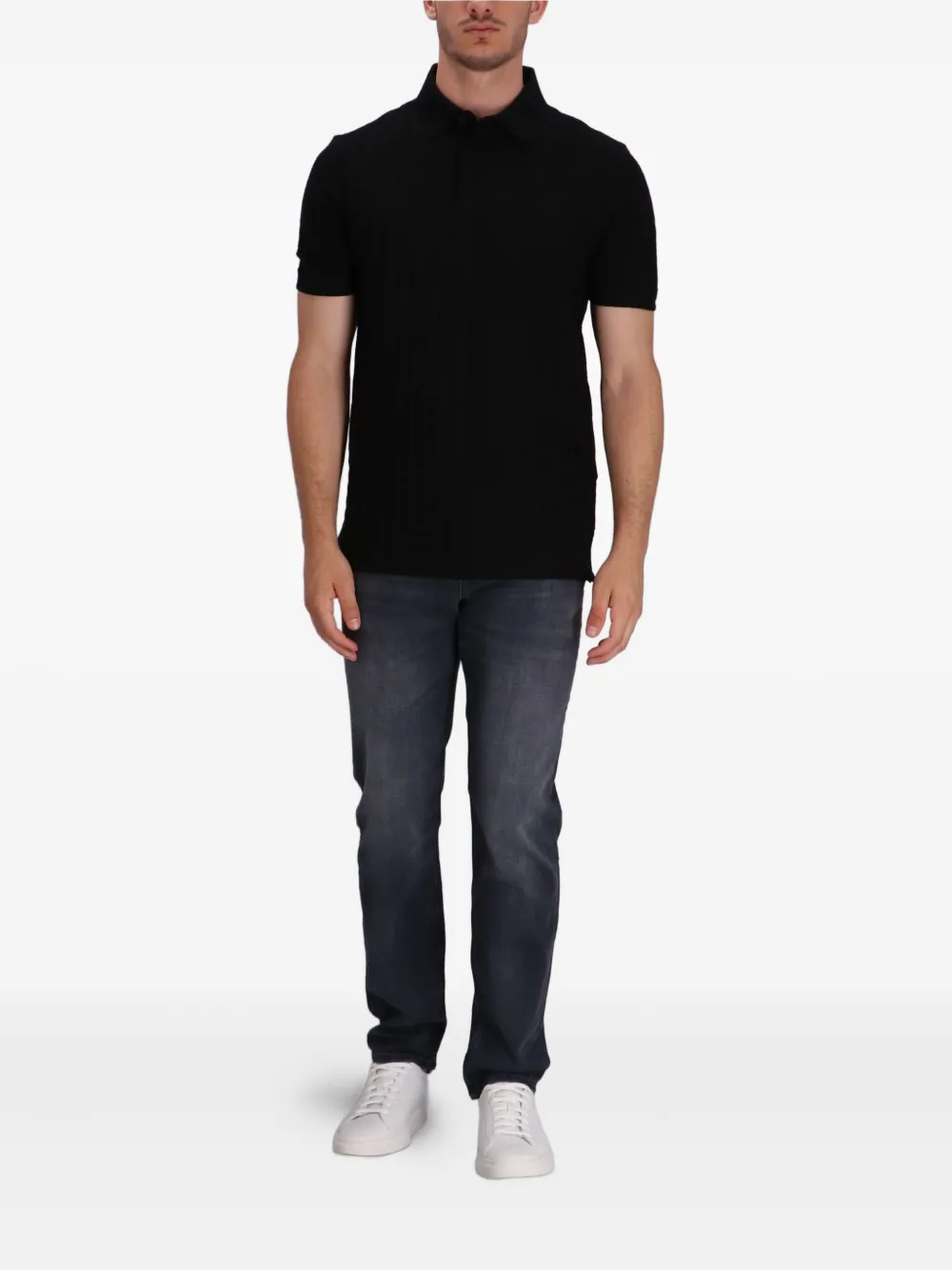 BOSS textured polo shirt - Zwart