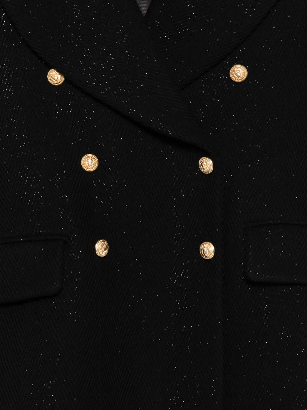 Balmain Kids herringbone glitter-detail coat Zwart