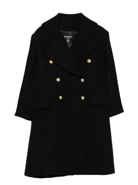 Balmain Kids herringbone glitter-detail coat