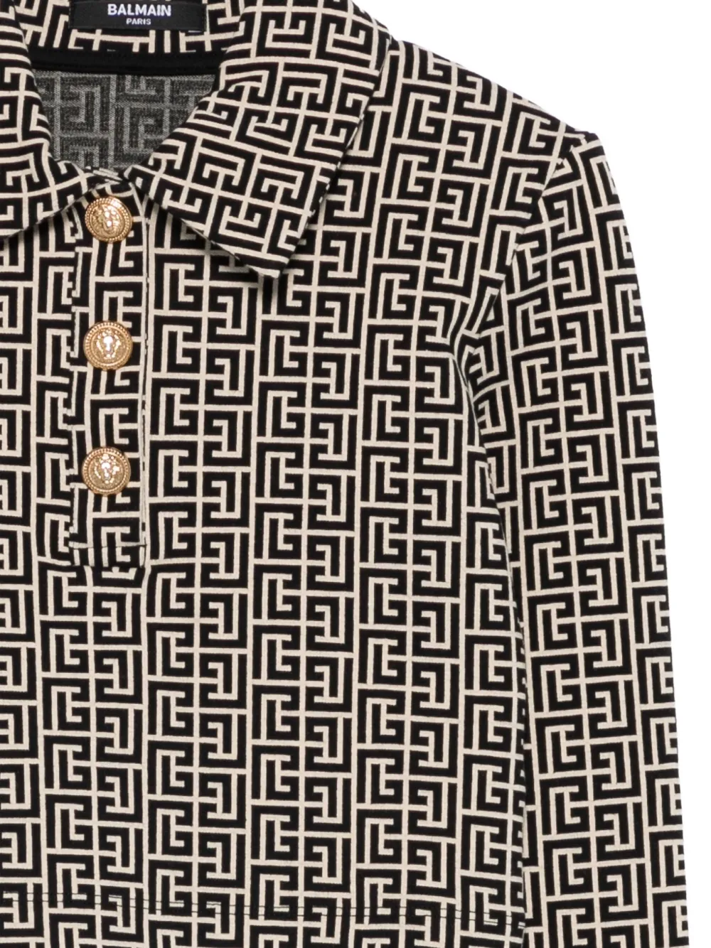 Balmain Kids Polotop met geometrische print en knopen Zwart