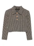 Balmain Kids geometric-print buttoned polo top - Black