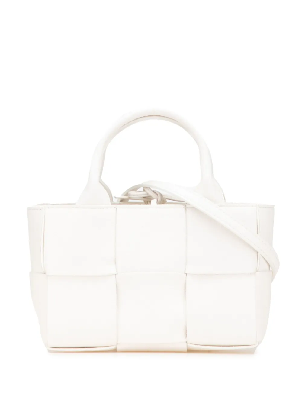 Pre-owned Bottega Veneta 2021-2025 Mini Lambskin Intreccio Arco Tote Satchel
