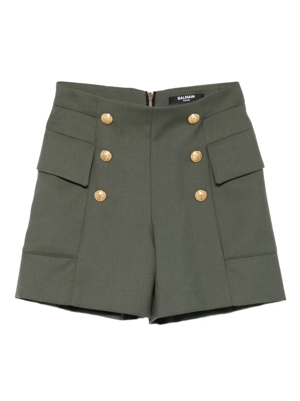Balmain Kids pocketed button-detail shorts Groen