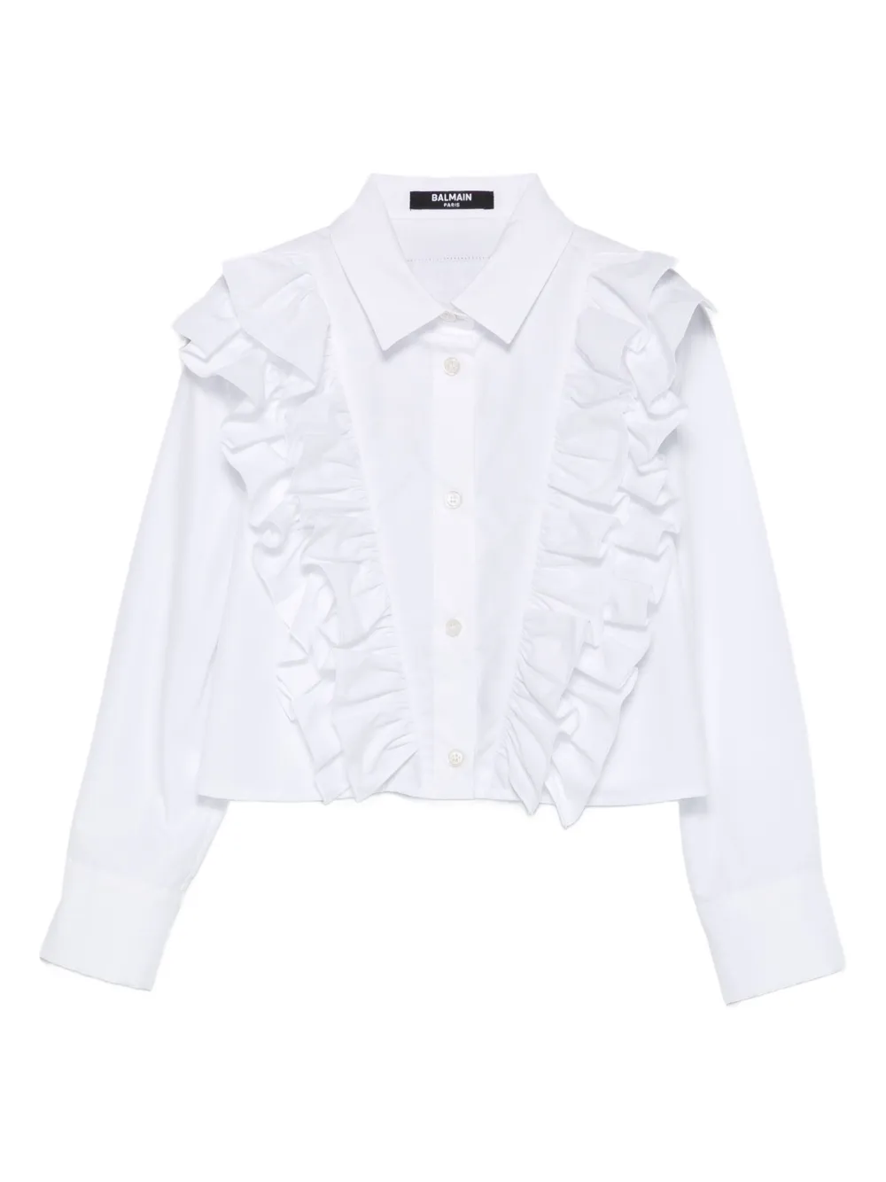 Balmain Kids ruffled shirt Wit