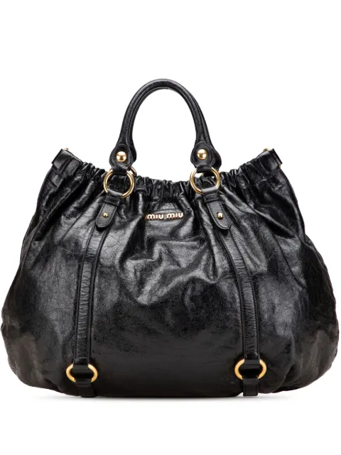 Miu Miu Pre-Owned 2010-2025 Medium Vitello Shine Leather Gathered Hobo satchel