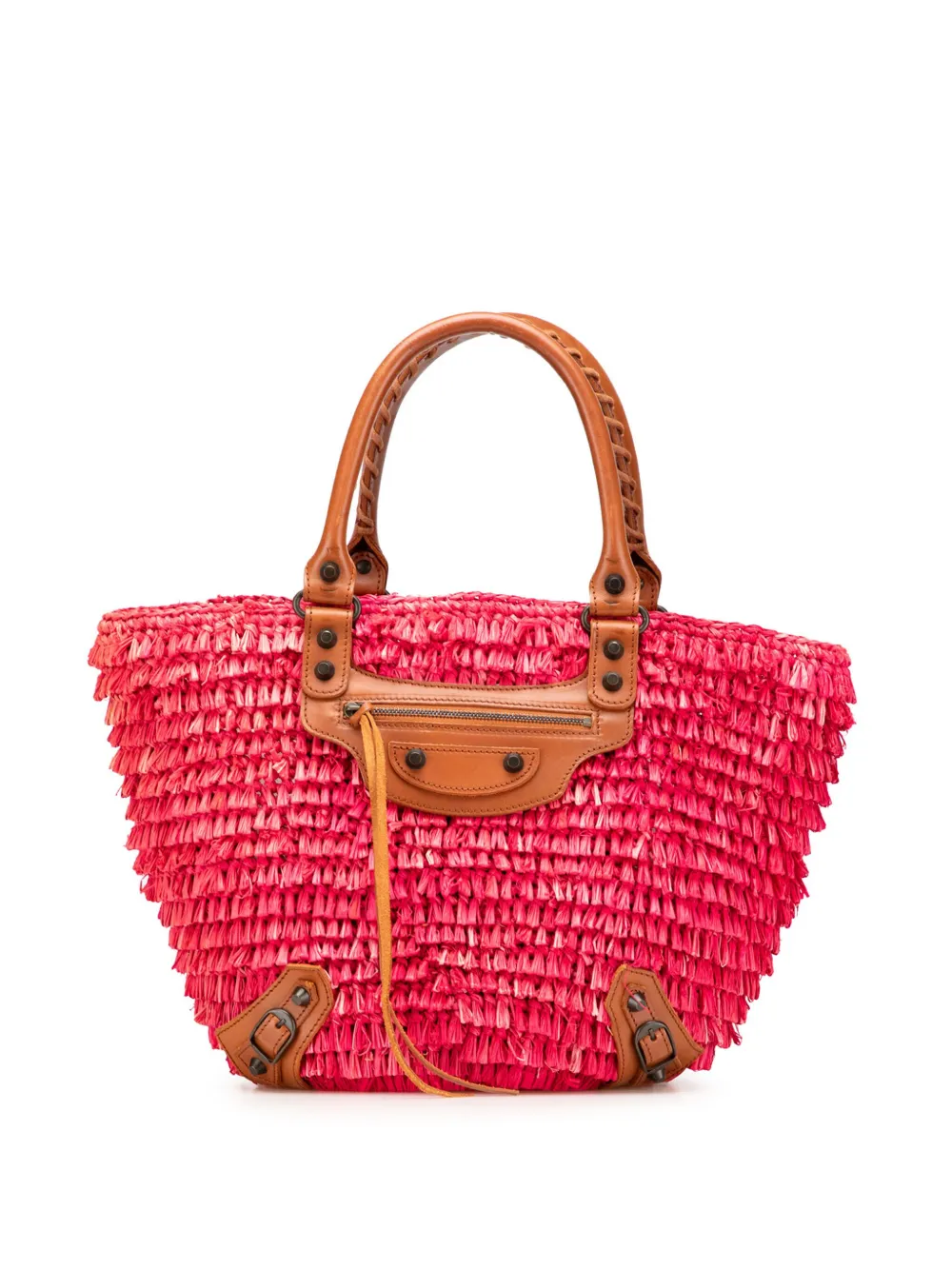 Balenciaga Pre-Owned 2005-2025 Small Raffia Motocross Panier Basket tote bag | Pink | Image 1