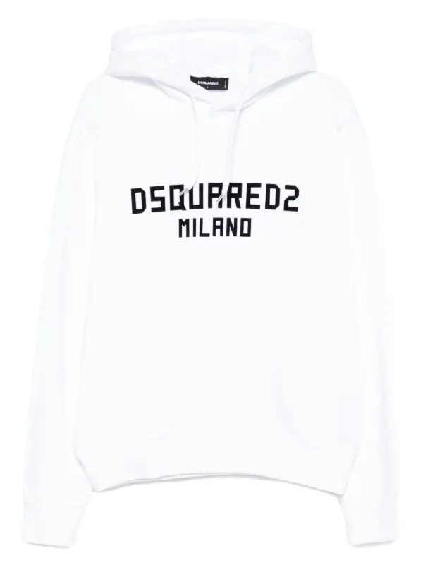 D SQUARED2/フーディー メンズ ホワイト ロゴ コットン DSQUARED2 ロゴ パーカー | ホワイト | FARFETCH JP