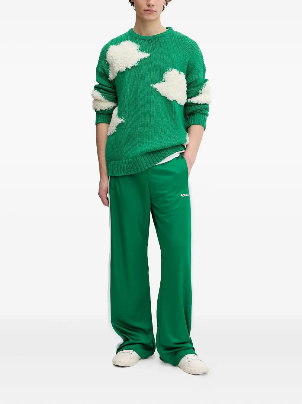 Fiorucci Trui met wolkenapplicatie - Groen