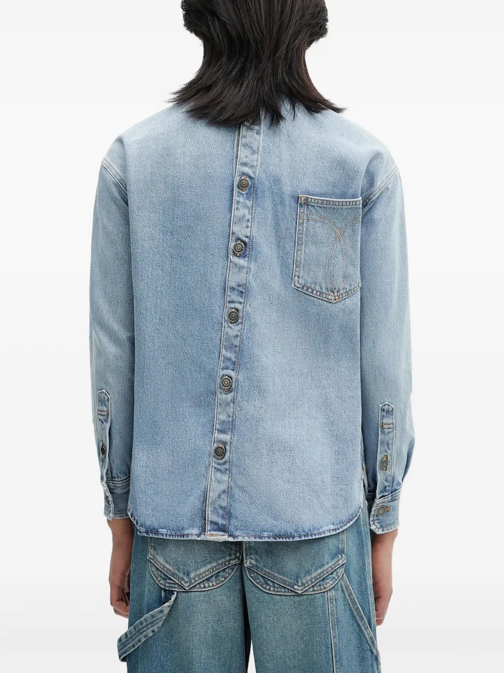 Fiorucci Denim shirt met open rug Blauw