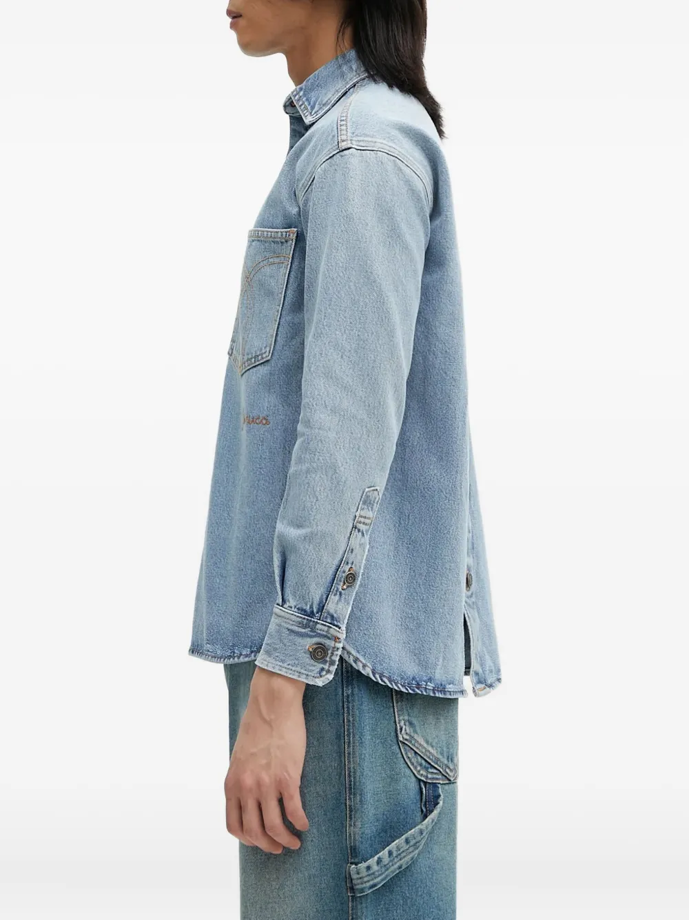Fiorucci Denim shirt met open rug Blauw