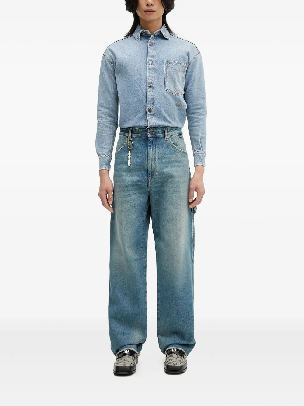 Fiorucci Denim shirt met open rug Blauw