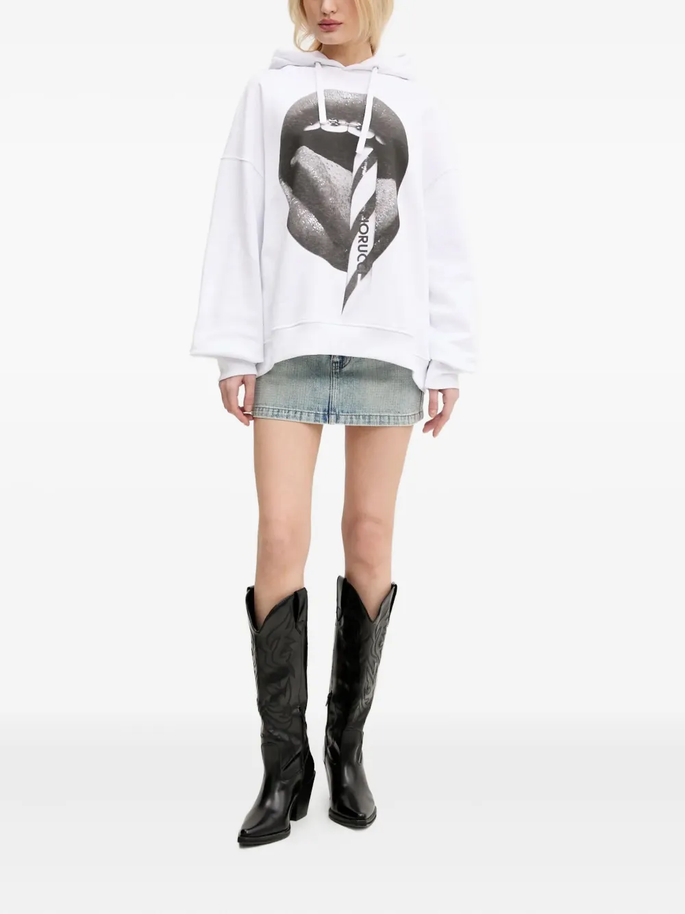 Fiorucci Hoodie met grafische print Wit