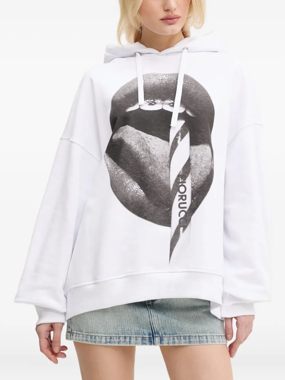 Fiorucci Hoodie met grafische print Wit