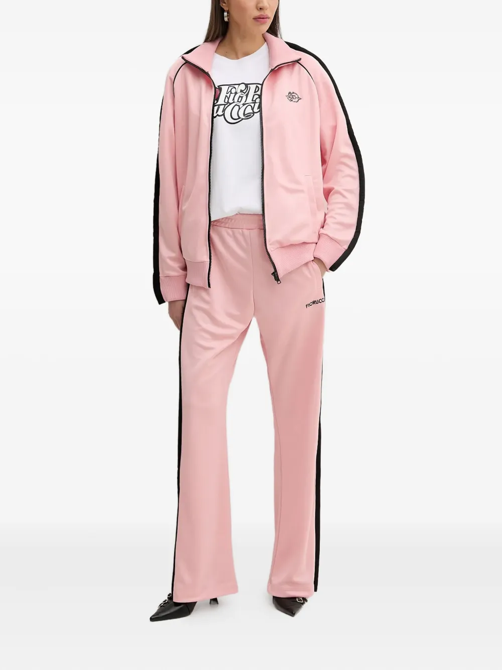 Fiorucci Sweater met vlakken en rits Roze