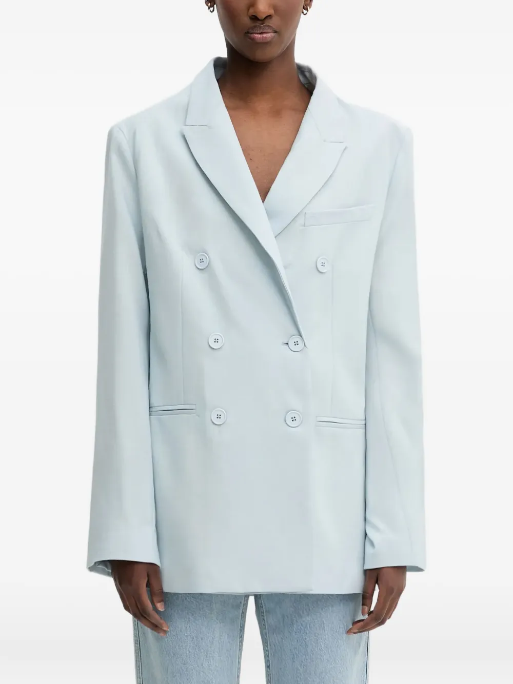Fiorucci Double-breasted Embroidered Blazer In Blue