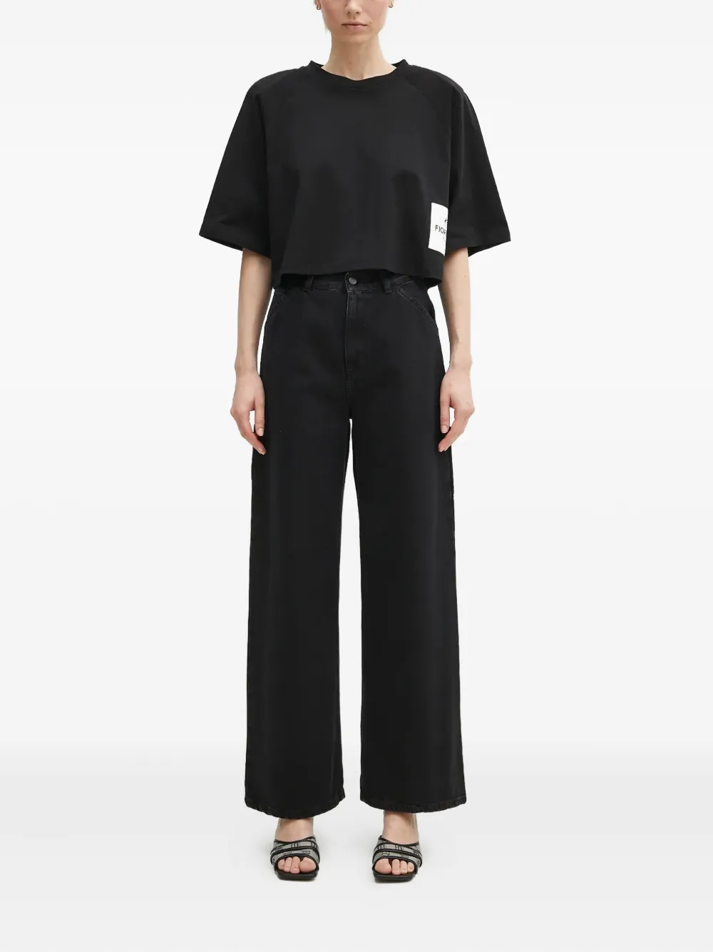 Fiorucci Cropped T-shirt Zwart