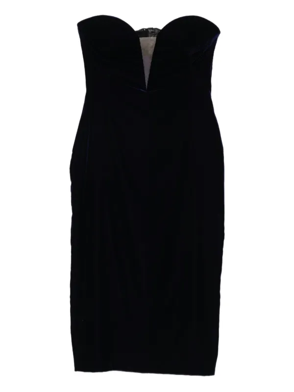 Tom Ford Velvet Strapless Midi Dress - Blue