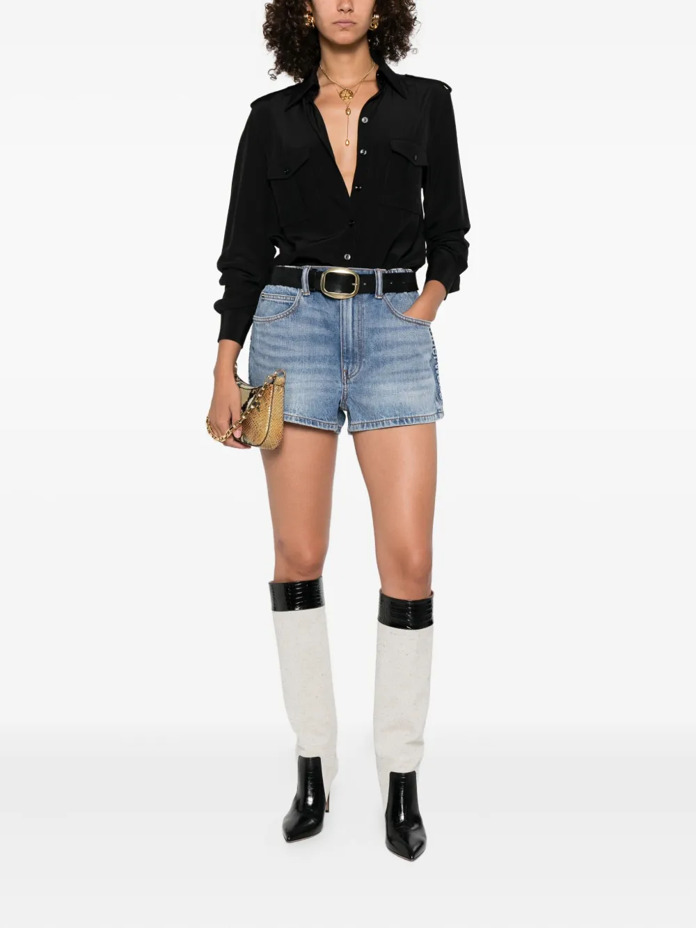 TOM FORD Zijden blouse met puntkraag Zwart