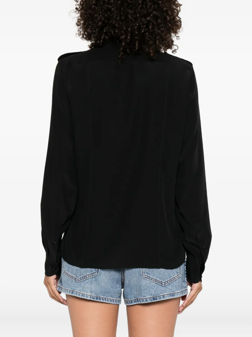 TOM FORD Zijden blouse met puntkraag Zwart