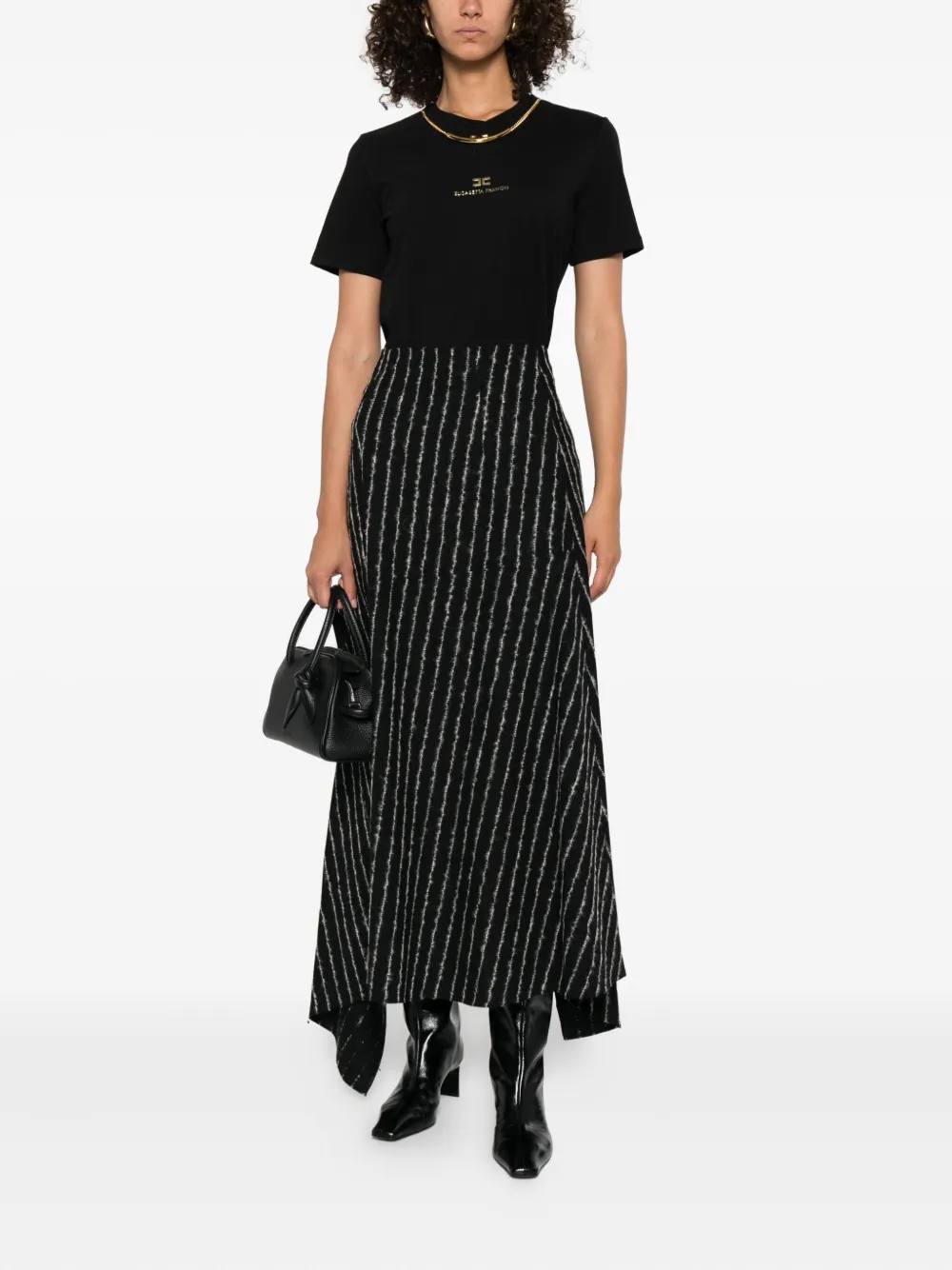 Elisabetta Franchi chain-embellished cotton T-shirt Zwart