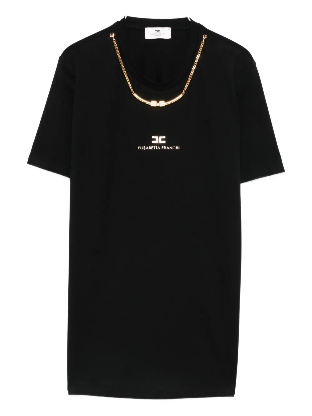 Elisabetta Franchi chain-embellished cotton T-shirt Zwart