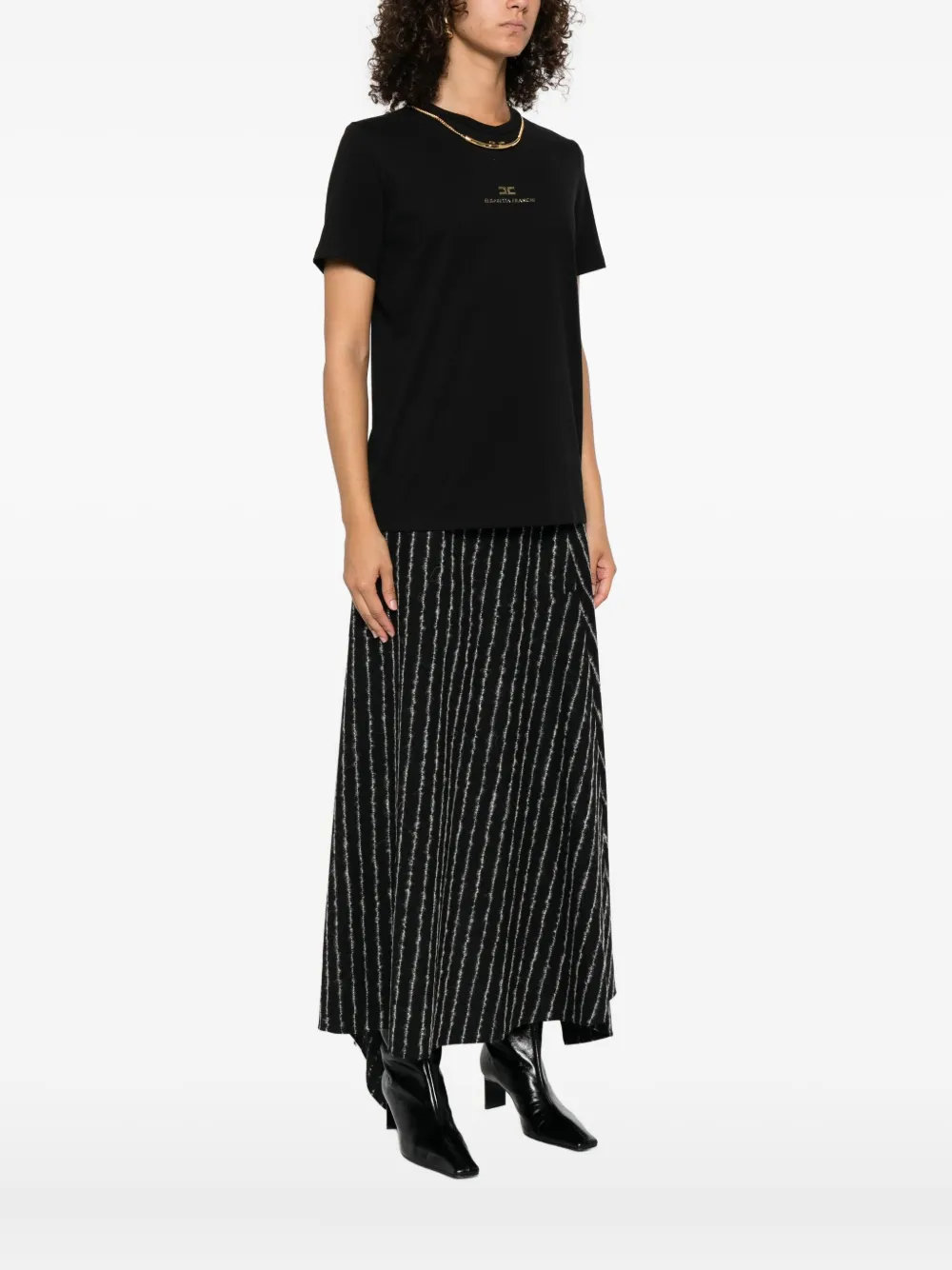 Elisabetta Franchi chain-embellished cotton T-shirt Zwart