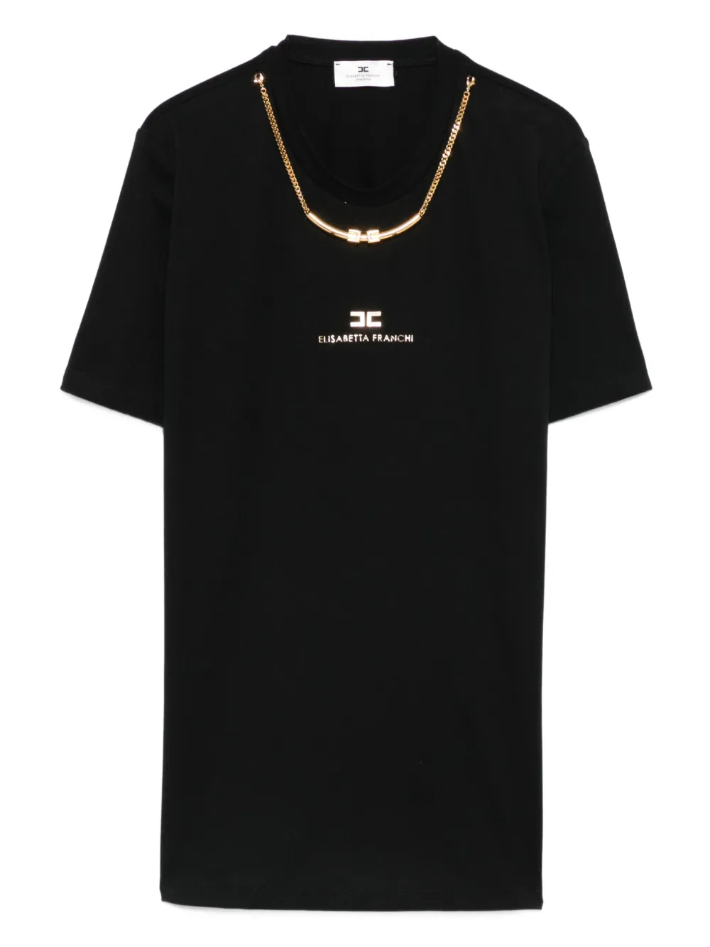 Elisabetta Franchi chain-embellished cotton T-shirt Zwart