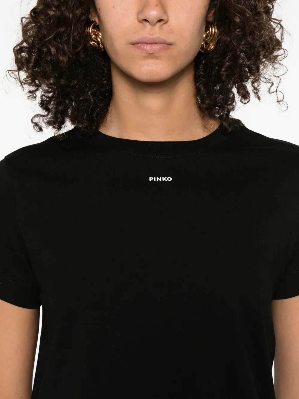 PINKO Top met ronde hals en korte mouwen Zwart