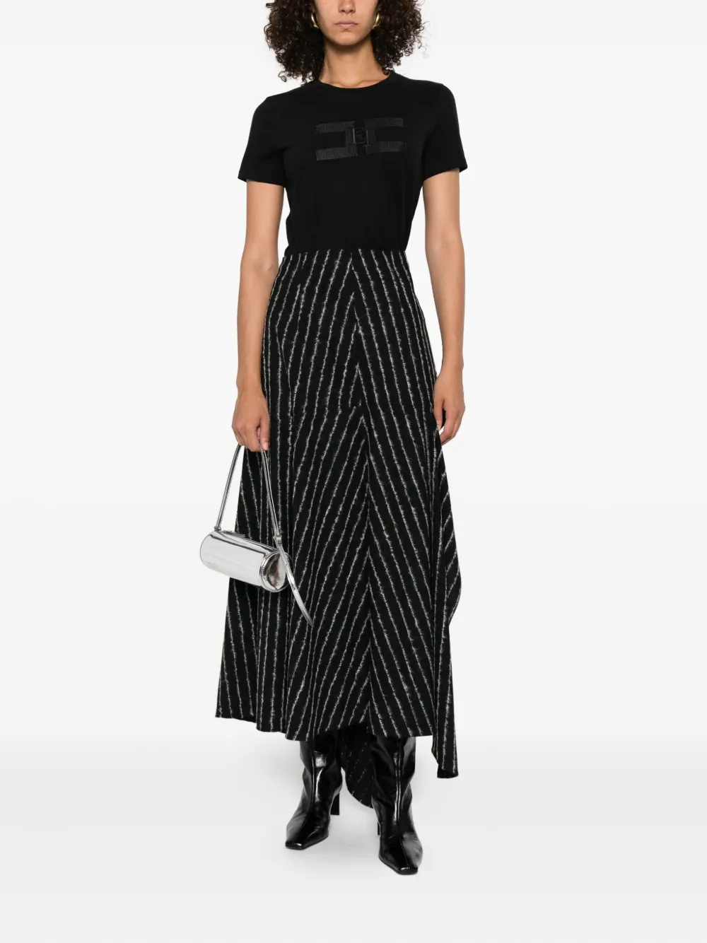 Elisabetta Franchi logo-embroidered T-shirt Zwart