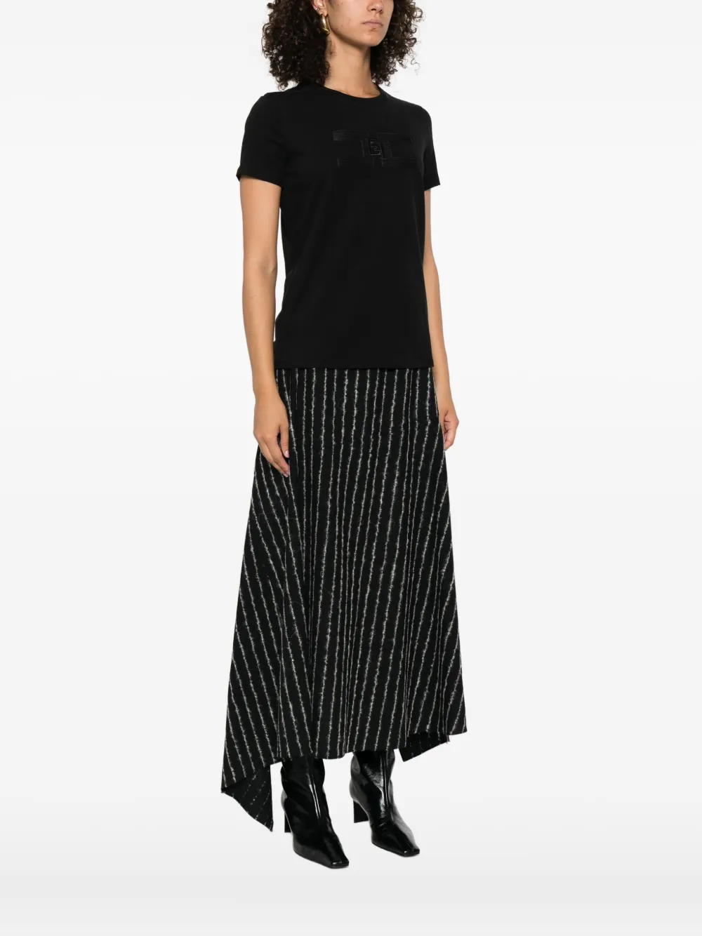 Elisabetta Franchi logo-embroidered T-shirt Zwart