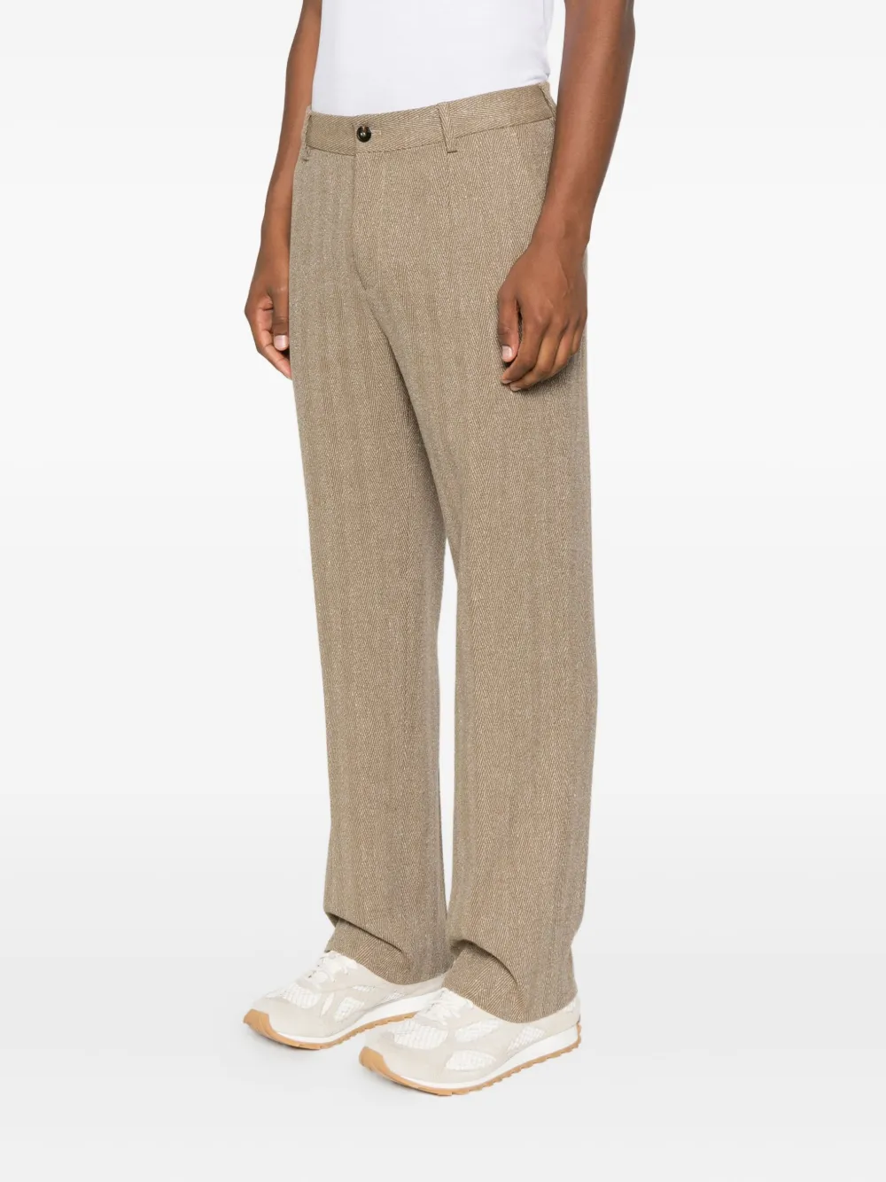 Golden Goose textured linen-blend trousers Bruin