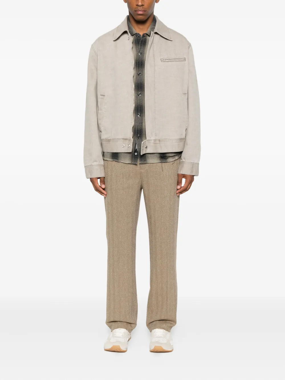Golden Goose textured linen-blend trousers Bruin