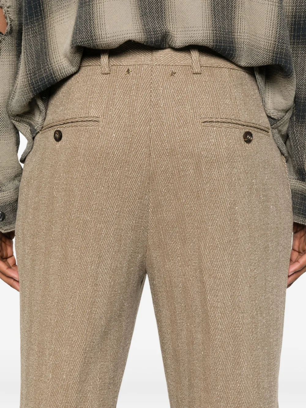 Golden Goose textured linen-blend trousers Bruin