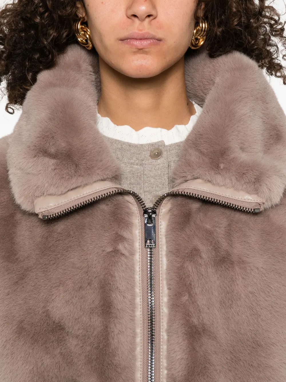 PINKO Spencer van imitatiebont met rits Beige