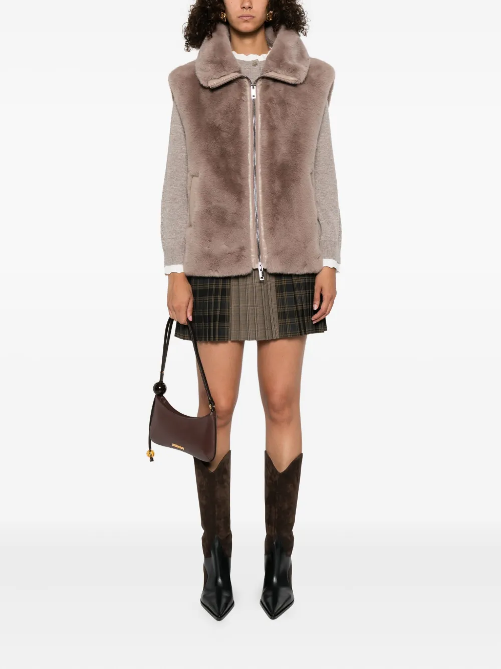 PINKO Spencer van imitatiebont met rits Beige