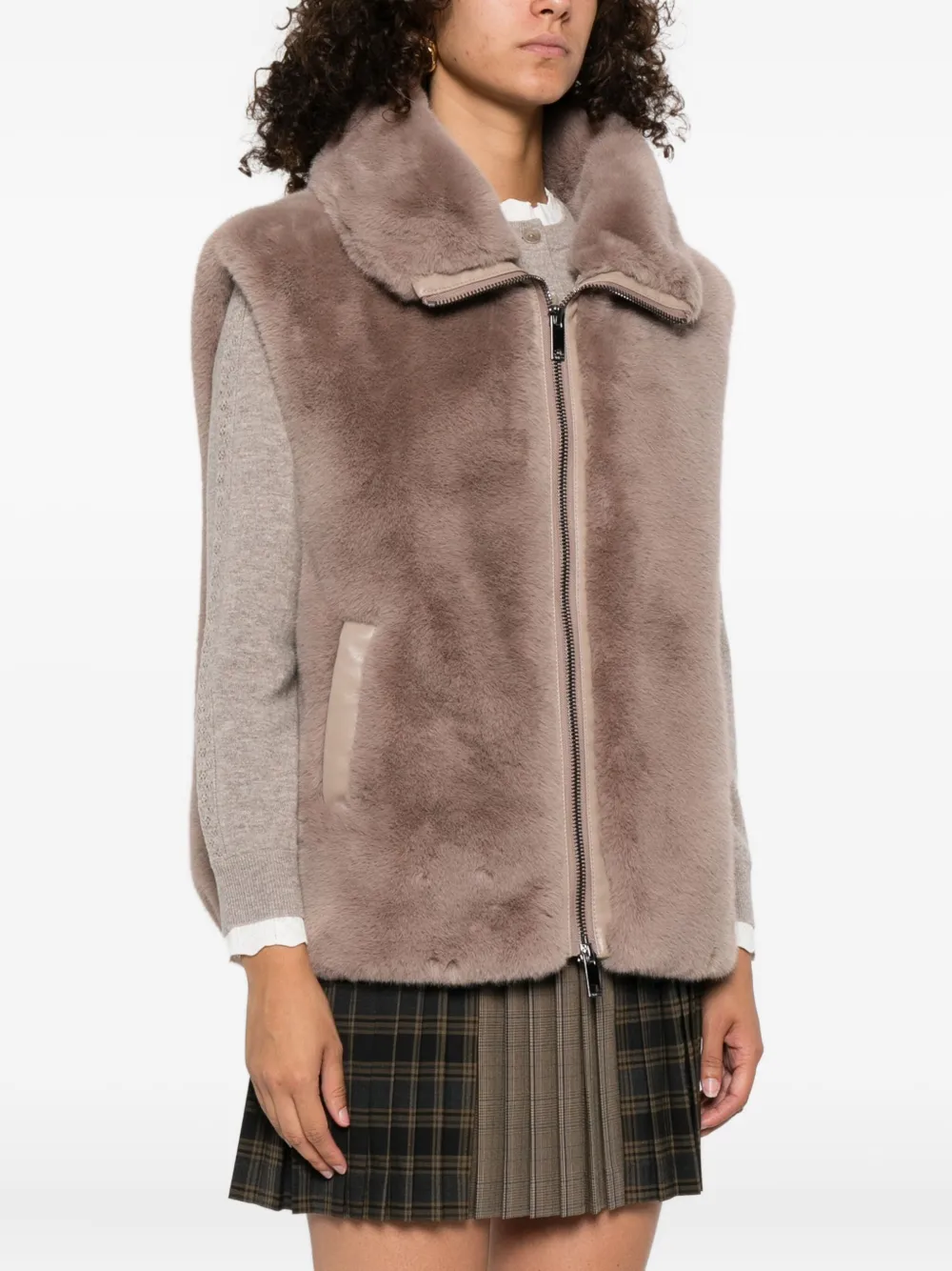 PINKO Spencer van imitatiebont met rits Beige