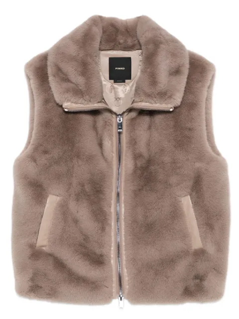 PINKO faux-fur zip-front vest
