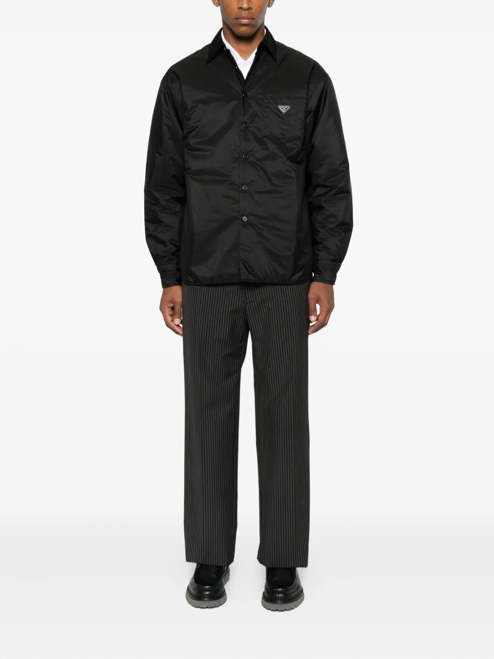 Prada Shirtjack met logo Zwart