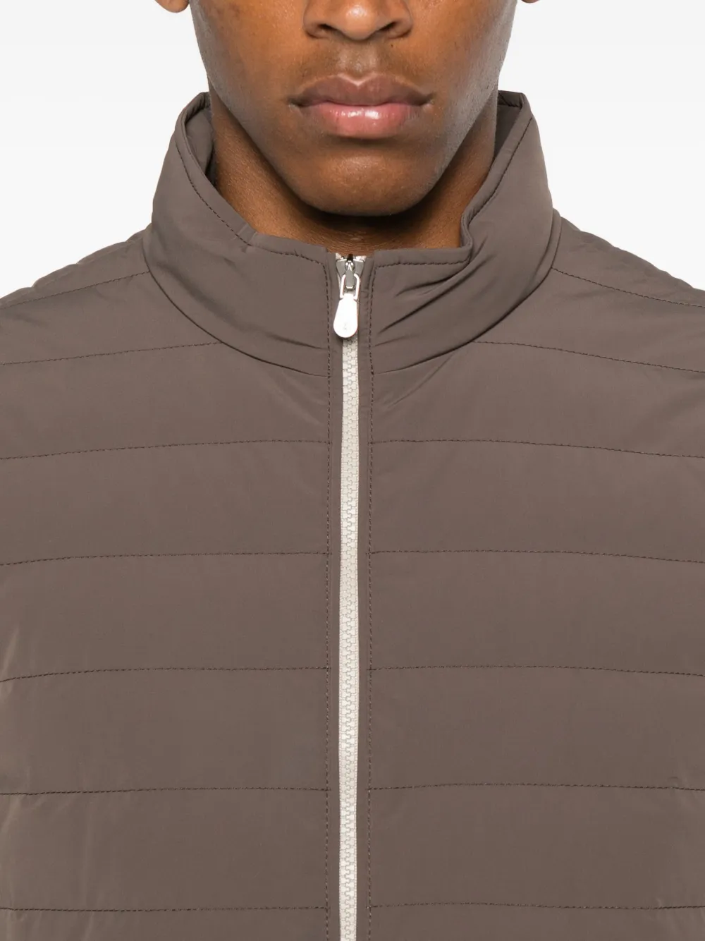 Brunello Cucinelli quilted zip-front vest Bruin
