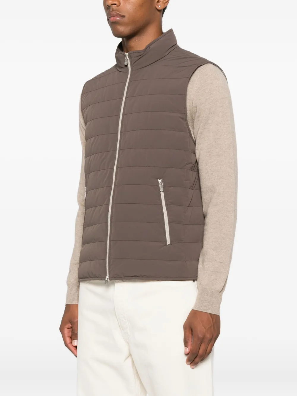 Brunello Cucinelli quilted zip-front vest Bruin