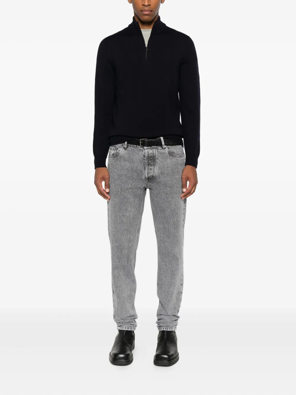 Drumohr high-neck zip-up sweater Blauw