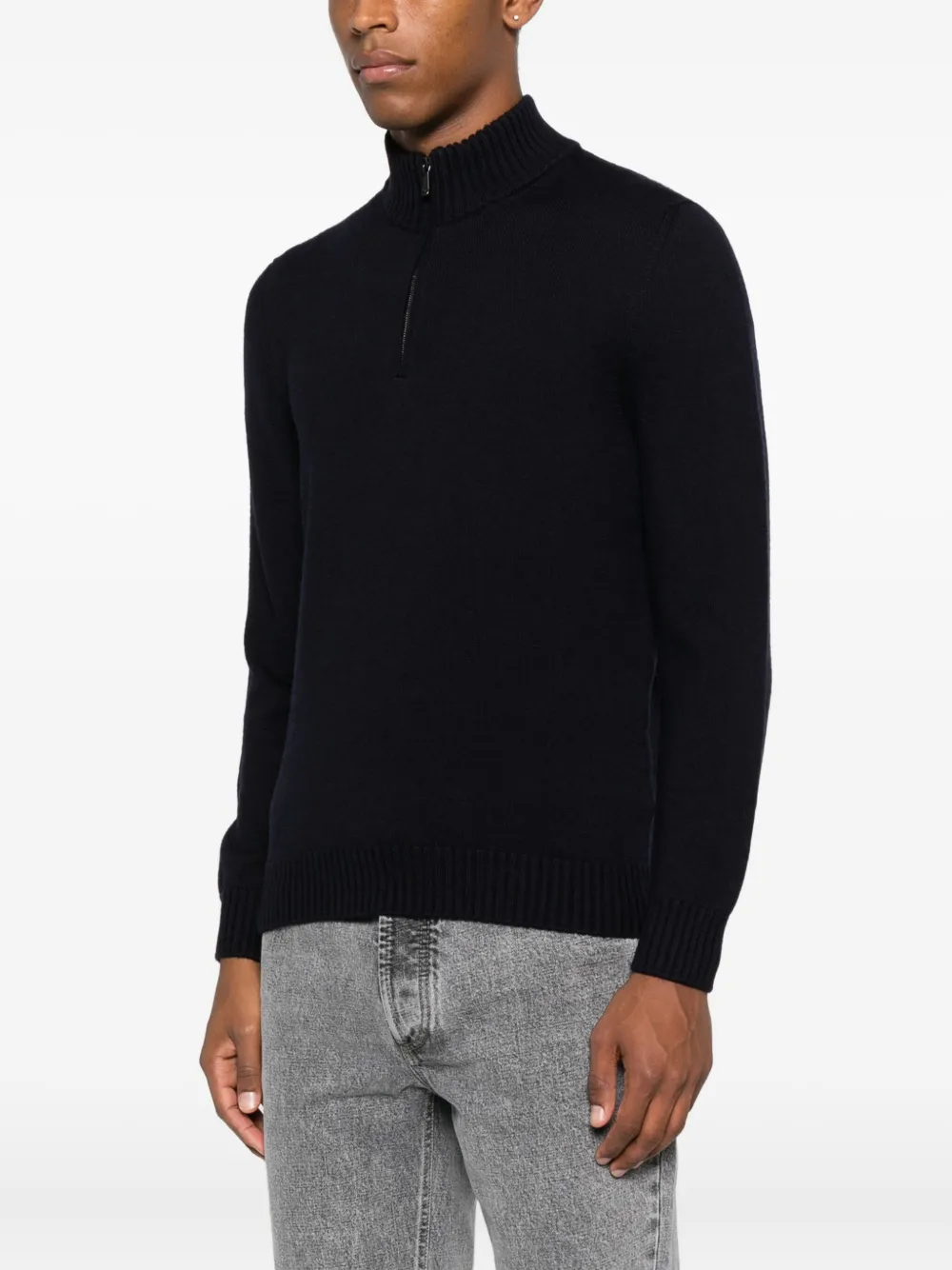 Drumohr high-neck zip-up sweater Blauw