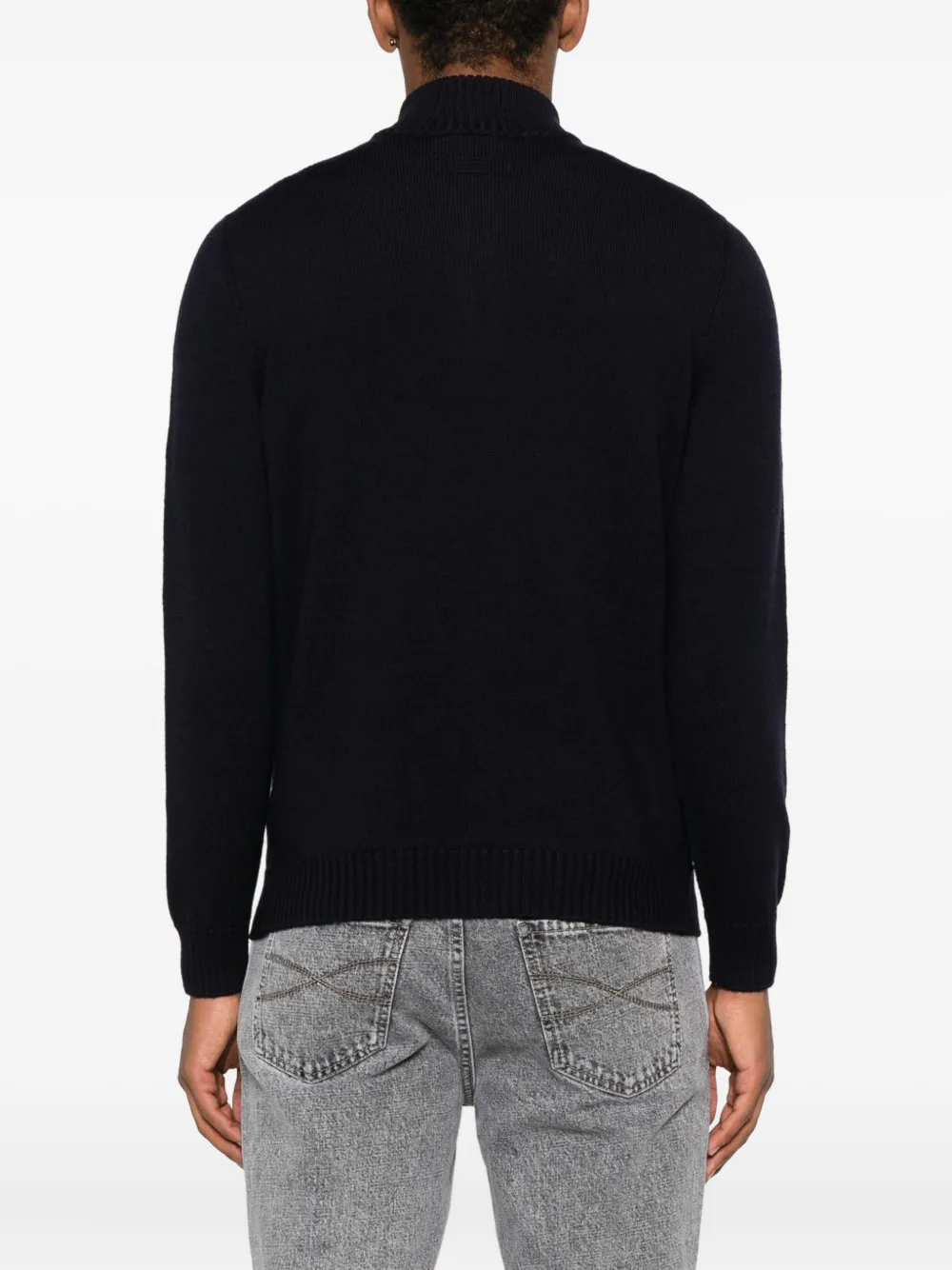 Drumohr high-neck zip-up sweater Blauw