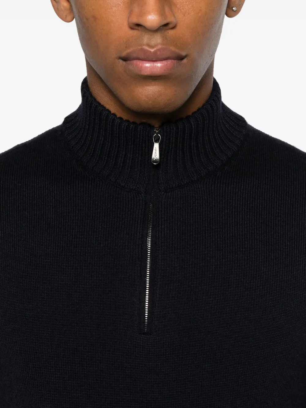Drumohr high-neck zip-up sweater Blauw
