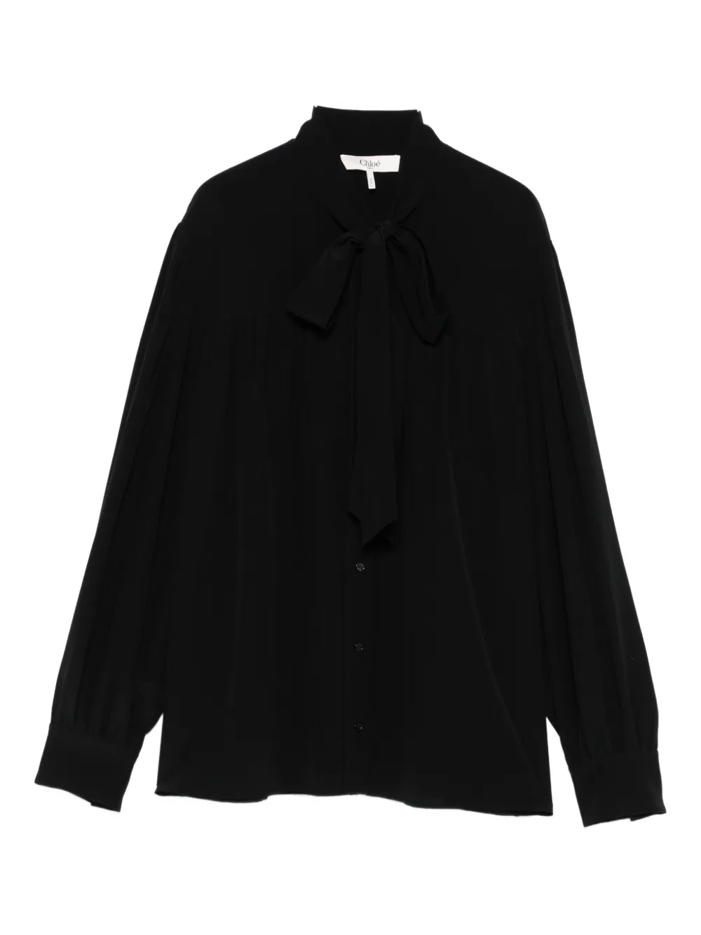 Chloé pussy bow-collar silk top Zwart