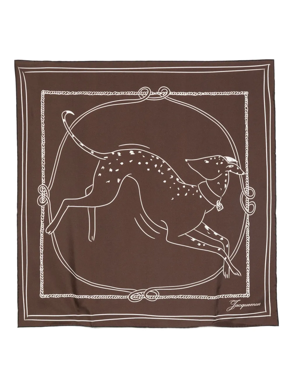 Jacquemus dog-print rope-border scarf Bruin