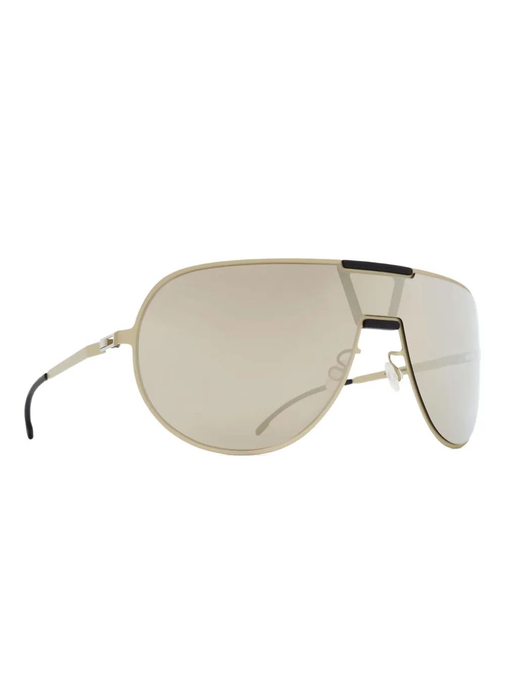 Mykita Zonnebril met metalen montuur en spiegelglazen Beige